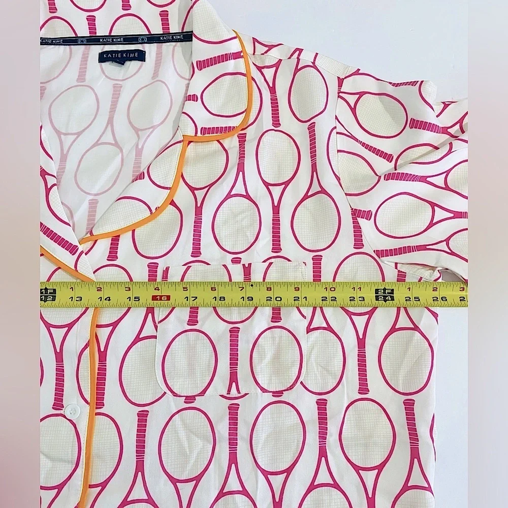 New Katie Kime Novelty Print Tennis Time Pajama Short Set Top & Bottom 3XL / 2XL